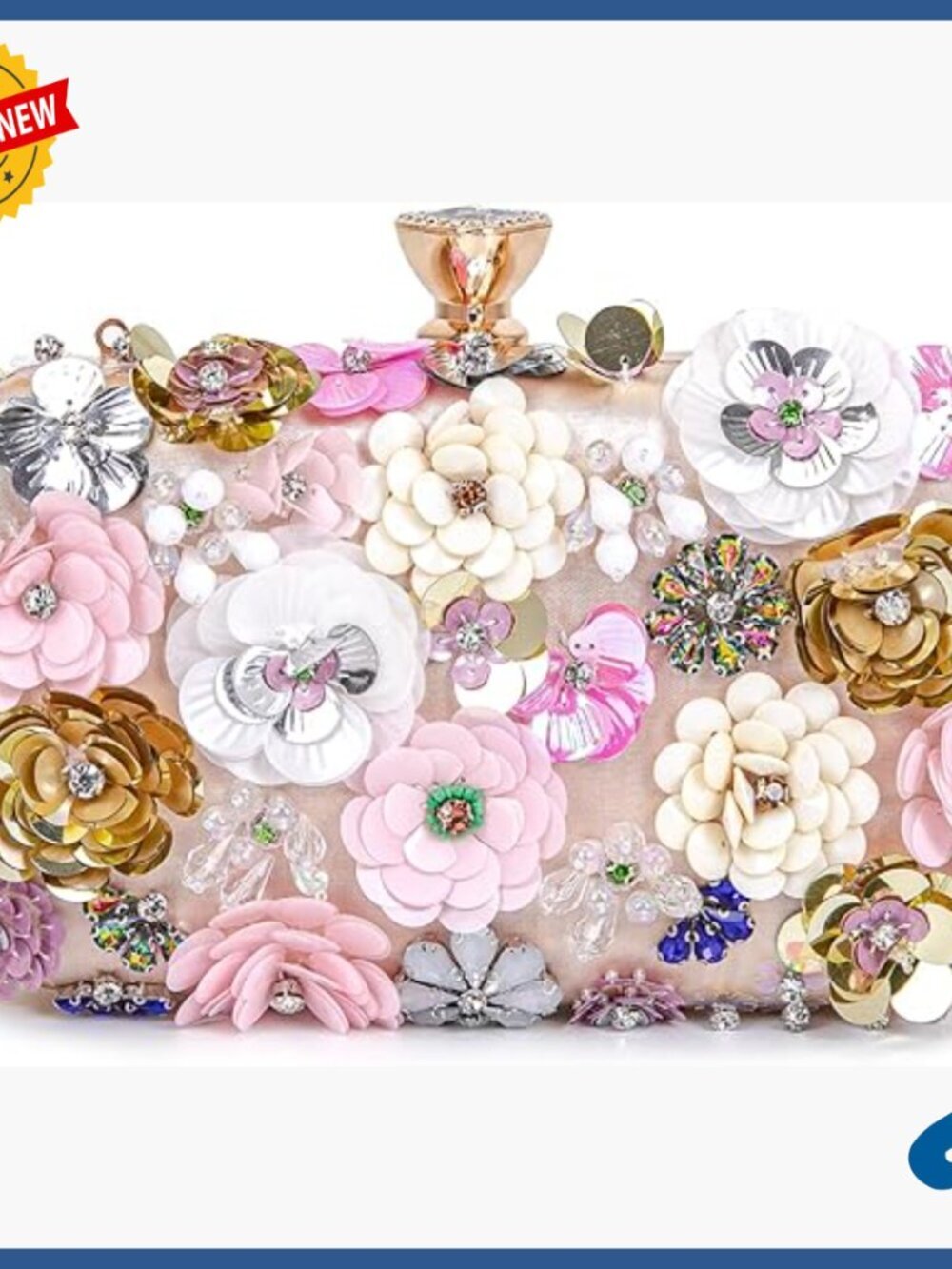 Floral Evening Clutch with Chain Strap Wedding Party Bag